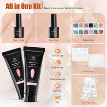 Carica l&#39;immagine nel visualizzatore di Gallery, Gel Ricostruzione Unghie, Kastiny 6 Gel per Unghie Colori con Slip Solution, Rosa Nudo Bianco Marrone Extension Acrygel Polygel Set con Unghie Finte/Pennello/Base e Top coat, Nail Art Salon