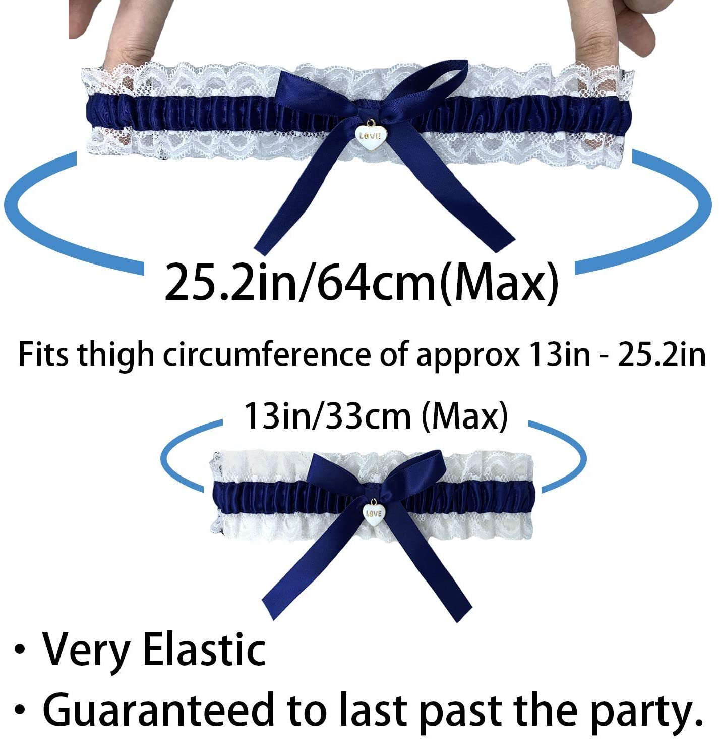 Giarrettiera Sposa Yuemion - Set In Pizzo Blu E Bianco Con Nastro - Foto 4