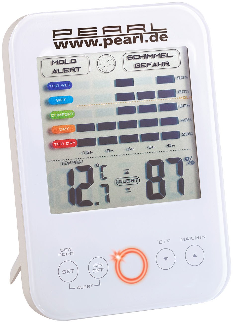Pearl - Dispositivo di allarme antimuffa: Igrometro digitale con bianco - Ilgrandebazar