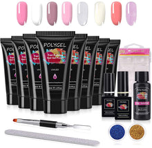 Carica l&#39;immagine nel visualizzatore di Gallery, Gel per Unghie Ricostruzione Kit, Mysweety 8 Colorati Poly Gel professionale Rosa, con Unghie Finte/Pennello/Gel Chiodo Base/Top Coat/Soluzione Slip
