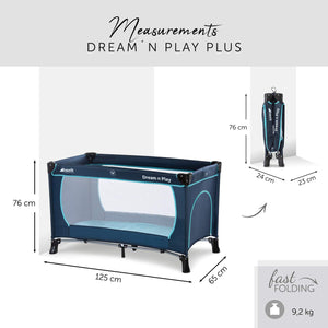 Hauck Dream N Play Plus Lettino da Viaggio 3 Pezzi 125 x 65 x 76, Multicolore - Ilgrandebazar