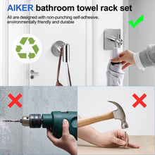 Carica l'immagine nel visualizzatore di Gallery, AIKER Porta Asciugamani Bagno,Set di Accessori, Adesivo 8PCS,Acciaio Inossidabile 304 Ispessito di Alta Qualità, Per Mobili o arredo a Parete