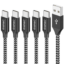 Carica l'immagine nel visualizzatore di Gallery, GIANAC Cavo USB C, [5Pezzi,0.25m 0.5m 1m 2m 3m] Nylon Intrecciato 3A Rapida Ricarica Cavo USB Tipo C per Samsung S8 S9 S10 A30 A40 A50 A70 A20e,Huawei P9 P20 P10 P30,Xiaomi,Sony,Gopro,OnePlus Nero + Argento