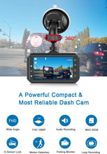 Carica l&#39;immagine nel visualizzatore di Gallery, 【2021 Nuova Versione】CHORTAU Telecamera per Auto 1080P Dashcam Auto Schermo da 3 Pollici Angolo di Ripresa da 170°, con Registrazione in Continuo, Monitor di Parcheggio