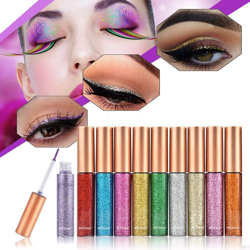 10 Colori/Set Glitter Ombretto Liquido Eyeliner,MS. Dear 10 pezzi, 10 Color - Ilgrandebazar