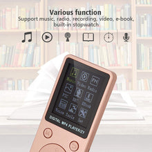 Carica l'immagine nel visualizzatore di Gallery, PUSOKEI Lettore MP3, Lettore Musicale MP4 da 32 GB con registratore vocale/Cuffie, Supporto del Formato Video AMV, Risparmio energetico Regolabile e modalità di Sospensione(Oro Rosa)