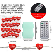 Carica l&#39;immagine nel visualizzatore di Gallery, Luci della Stringa del Cuore, 10ft 40 LED Batteria Decorazione Di San... - Ilgrandebazar