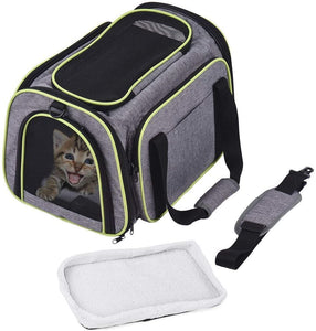 DADYPET Trasportino Morbido per Cani e Gatti, Morbidi e Pieghevoli con tappeti di Lana per Viaggi in Aereo/Auto/Treno (44,5 * 33 * 28 cm)