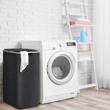 Carica l'immagine nel visualizzatore di Gallery, Cesto Portabiancheria Grande,con Coperchio,per Panni Sporchi XXL 100L con Manici in Bambù,Pieghevole per Bagno o Lavanderia Vestiti, Giocattoli