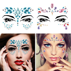 WOWOSS 4 Pezzi Viso Gemme, Adesivi Strass per Trucco Tatuaggi...