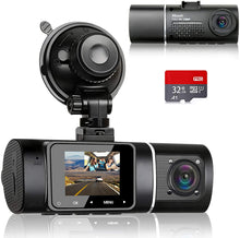 Carica l&#39;immagine nel visualizzatore di Gallery, Abask Dash Cam Doppia Telecamera per Auto, Dash Cam con Cabina Cam FHD 1080P Visione Notturna, Grandangolare di 310°, G-Sensor, Registrazione in Loop, Monitor di Parcheggio, Scheda SD da 32 GB inclusa