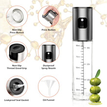 Carica l&#39;immagine nel visualizzatore di Gallery, Spruzzatore Olio, Nebulizzatore Olio con Scala, 100ml Olio Spray per Friggitrice Ad Aria, Acciaio Inox e Vetro Spruzzino Olio da Cucina Accessori per Cucina, Grigliare, Forno