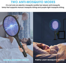 Carica l'immagine nel visualizzatore di Gallery, Racchetta Zanzare Elettrica Ricaricabile 2 in 1, 3800V Swatter Insetti Elettrico 5 Strati Protezione Maglia, 3 LED Trappola per Zanzare, con Manico Staccabile per Uso Esterno Interno Nero