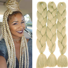 Carica l&#39;immagine nel visualizzatore di Gallery, Treccine Africane Extension 3 Ciocche Trecce Afro Finta Capelli Treccia Sintetica Intrecciate Ombre Jumbo Braiding Hair Kanekalon Braids Crochet Twist, Biondo naturale 60.96 cm (Confezione da 3) Bionda naturale