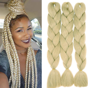 Treccine Africane Extension 3 Ciocche Trecce Afro Finta Capelli Treccia Sintetica Intrecciate Ombre Jumbo Braiding Hair Kanekalon Braids Crochet Twist, Biondo naturale 60.96 cm (Confezione da 3) Bionda naturale