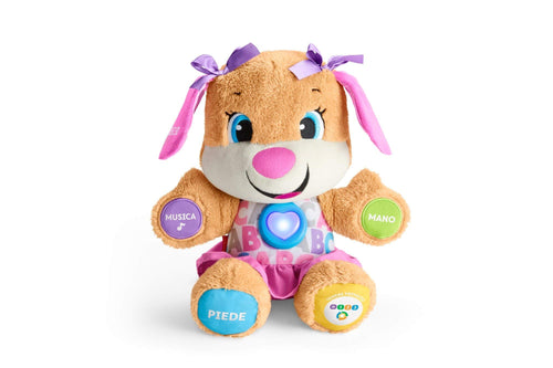 Fisher-Price La Sorellina del Cagnolino Ridi e Impara, Morbido Peluche Educativo con Musica e Canzoni, Giocattolo per Bambini di 6 - 36 Mesi, FPP54 La Sorellina del Cagnolino Smart Stages Single