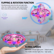 Carica l'immagine nel visualizzatore di Gallery, UTTORA Mini UFO Drone per Bambini e Adulti, Flying Ball Ricaricabile Mini Drone Rotazione di 360° Giocattoli Mano Controllato Elicottero a Induzione Interattiva