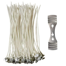 Carica l'immagine nel visualizzatore di Gallery, CZ Store Stoppini per Candele -GARANZIA A VITA- 100 Stoppini in Cotone Naturale Organico |15 CM| Stoppino Cerato con Cera di Soia - Durano a Lungo, Senza Fumo Nero, Guida per Creare Candele Profumate