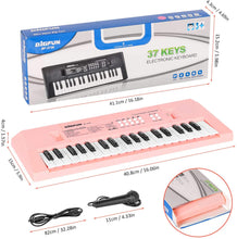 Carica l&#39;immagine nel visualizzatore di Gallery, Mini Tastiera Pianoforte per Bambini, 37 Tasti Tastiera Elettronica Musicale Portatile Multifunzione con Microfono Giocattoli Musicali Educativi Regali per 3-8 Anni Ragazze Ragazzi Principianti(Rosa