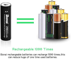 Batterie Ricaricabili AA ad Alta Capacità 2800mAh, 8 AA, Bonai 8 pack - Ilgrandebazar
