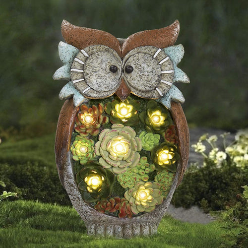 La Jolíe Muse Statua Animale Decorazione Giardino, Gufo a Luce Solare in Resina a energia Solare, Statuetta Animale Lampada Luminosa, Ornamenti da Esterno Gufo