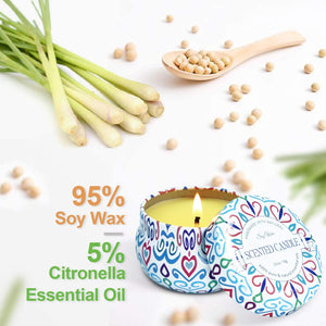 LA BELLEFÉE Set Regalo Candele con Olio di Citronella Naturale Repellenti per Zanzare per Interni ed Esterni per Tenere Lontane Le Zanzare, Lenire i Nervi, Purificare l'Aria - 12 Candele