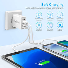 Carica l'immagine nel visualizzatore di Gallery, Caricatore USB, Beikell Caricatore USB da Muro a 4 Porte 5A / 25W con Tecnologia Smart-Adaptive di ricarica rapida