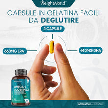 Carica l'immagine nel visualizzatore di Gallery, Omega 3 Softgels - Omega 3 2000mg Alto Dosaggio - Olio di Pesce Omega 3 Capsule (4 Mesi di Fornitura) con 660mg di EPA e 440mg di DHA - Olio di Pesce 100% Naturale - Fish Oil Senza Glutine e Lattosio