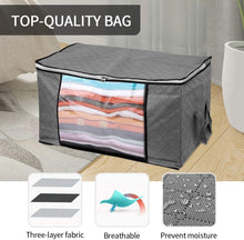 Carica l'immagine nel visualizzatore di Gallery, king do way 4PCS Custodia per Trapunte e Coperte, Porta Abiti Grande capacità con Manico Rinforzato, Organizzatore Pieghevole Traspirante con Cerniera in Acciaio Inossidabile 60x43x35 cm(Grigio)