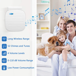Campanello Senza Fili, Fityou Impermeabile Campanello, 2 Trasmettitore Bianco - Ilgrandebazar