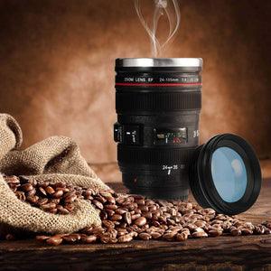 Obiettivo della fotocamera Tazze di caffè in acciaio inox Thermos Fodera del coperchio Tazza di caffè Tazza 400 ML Tazza Tumbler Bottiglia di acqua del tè Tazza Grande regalo per l'amico