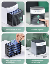 Carica l'immagine nel visualizzatore di Gallery, Homitt Mini Raffreddatore D'aria, Personale Condizionatori Evaporativoa 3 Velocità 8 LED Colori, 500ML Serbatoio D'acqua, Cavo USB, Air Cooler per Casa, Ufficio e Auto