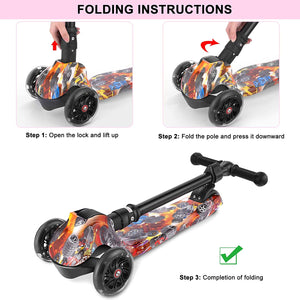 WeSkate Monopattino Bambini a 3 Ruote Illuminate per Ragazze e Ragazzi Monopattino Pieghevole e Regolabile in Altezza, Carico Massimo 50 kg
