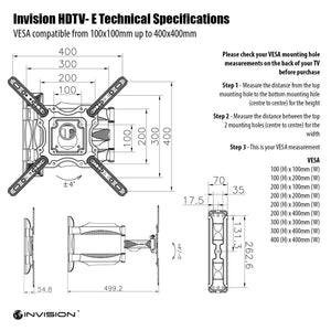 Invision Supporto TV - Ultra Sottile L / Inclinabile e Girevole, Nero - Ilgrandebazar