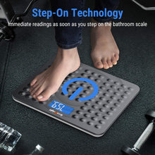 Carica l&#39;immagine nel visualizzatore di Gallery, ACCUWEIGHT Bilancia Pesa Persona Digitale con Superficie Antiscivolo Bilancia Pesapersone Elettronica con Tecnologia Step-on e Display Retroilluminato da 3,6&quot;, 180 kg/400 lb, Grigia