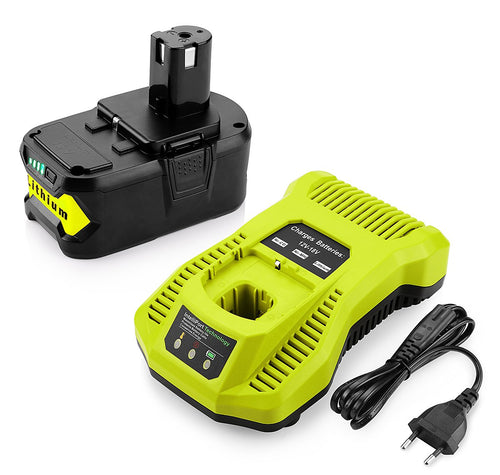 Powilling 18V 5,0Ah Li-Ion Batteria di Ricambio Ryobi + Caricabatterie Ryo-2