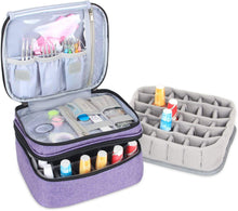 Carica l&#39;immagine nel visualizzatore di Gallery, Luxja organizer smalti per unghie, borsa smalti per unghie, valigetta smalti per unghie- Contiene 30 flaconi (15 ml - 0,5 fl.oz), busta di stoccaggio a doppio strato per smalti e manicure, Viola