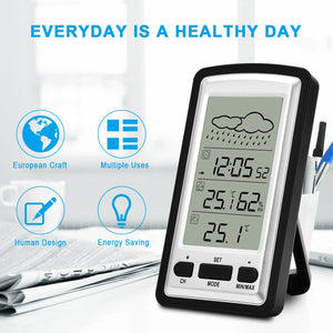 HopCentury Wireless Digital Termometro Igrometro Stazione meteo Argento - Ilgrandebazar