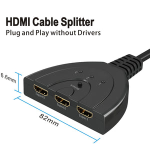 HDMI Switch | GANA Placcato Oro Splitter Cavo | 1080P, Nero - Ilgrandebazar