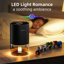Carica l'immagine nel visualizzatore di Gallery, CONOPU Deumidificatore Casa Portatile Muffa, Deumidificatore Silenzioso con 7 colori Luce, Risparmio Energetico, Spegnimento Automatico, Deumidificatore per Armadio Ambiente Bagno, OZC20S03 Nero