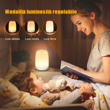 Carica l'immagine nel visualizzatore di Gallery, Lampada da Comodino LED, Tanbaby Lampada Notturna LED con 3 Luminosità di Luce Calda+ Luce Muliticolore Regolabile RGB Lampada da Comodino per camera da letto, soggiorno, ufficio, esterno e festa