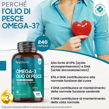 Carica l'immagine nel visualizzatore di Gallery, Omega 3 Softgels - Omega 3 2000mg Alto Dosaggio - Olio di Pesce Omega 3 Capsule (4 Mesi di Fornitura) con 660mg di EPA e 440mg di DHA - Olio di Pesce 100% Naturale - Fish Oil Senza Glutine e Lattosio