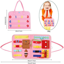 Carica l'immagine nel visualizzatore di Gallery, FORMIZON Giocattoli Educativio, Busy Board per Bambini, Giocattoli Montessori, Board attività per Bambini per L'Apprendimento delle Abilità di Vita, Sensoriali Giochi per Bambini 1-4 Anni (Pink)