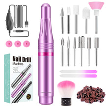 Carica l&#39;immagine nel visualizzatore di Gallery, Fresa per Unghie Professionale, Sicuro, 11 in 1 Portatile kit Manicure e Pedicure Elettrico,20000 RPM Velocità Regolabile, Trapano Chiodo per Casa e Salone con Set Strumenti di Lucidatura Viola