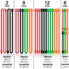 Carica l&#39;immagine nel visualizzatore di Gallery, Senhai 24 Coppie in Twist, Cinghie Silicone 18&quot;12&quot; 3&quot;&amp; 3&quot;+6&quot;+12&quot;+18&quot;, Nero - Ilgrandebazar