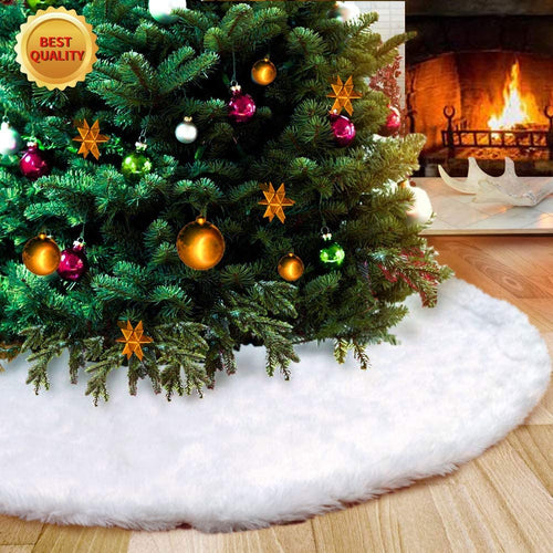 AWLGAK Gonna Albero di Natale,122 cm soffice Neve Bianco Natale Decorazioni Albero di Natale Vacanze gonne (48inch)