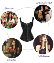 Carica l&#39;immagine nel visualizzatore di Gallery, COMFREE Bustino Donna Gotico Vintage Similpelle Cincher Osso M, Nero - Ilgrandebazar