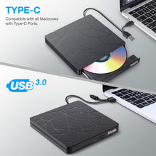Carica l&#39;immagine nel visualizzatore di Gallery, SAWAKE Masterizzatore DVD CD Externo， USB 3.0 &amp; Type C Dual Port Unità Ligne