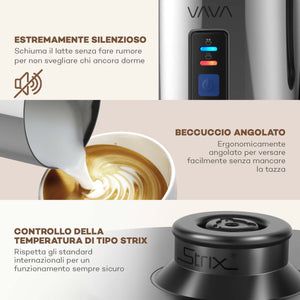 VAVA IT VA-EB008 Montalatte Elettrico Schiumatore Acciaio Inox caffè Argento - Ilgrandebazar