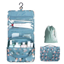 Carica l'immagine nel visualizzatore di Gallery, OrgaWise Borsa da toilette da viaggio Borsa da viaggio pensata da viaggio Borsa cosmetica da donna per trucco da donna invia una borsa impermeabile drwasrting Blu-margherita